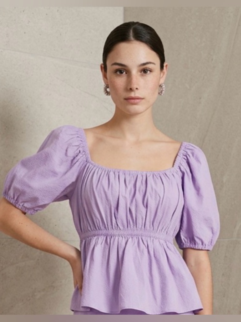Express Lavender Puff Sleeve Top